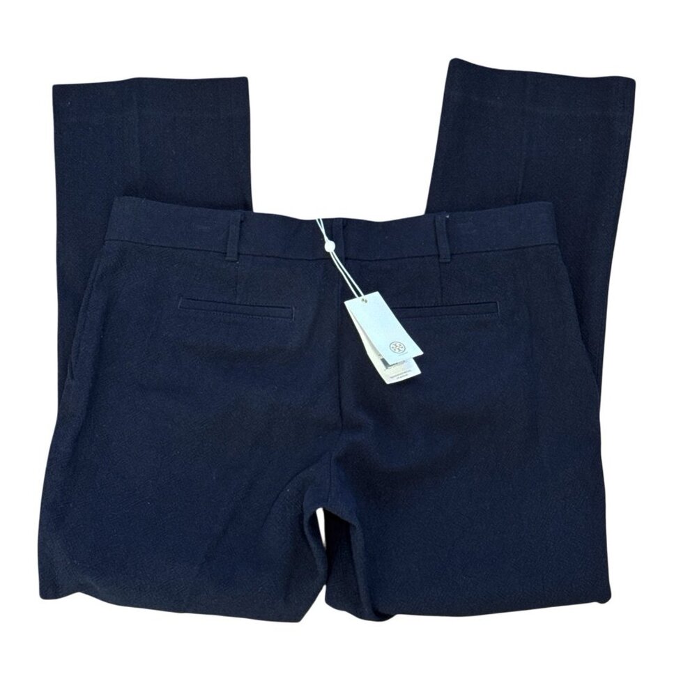 Tory Burch Women's 10 Textured Straight Leg Dress Pants Navy NWT Inseam 27.5"